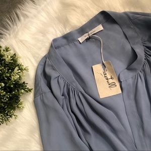 Olivaceous V-Neck Long Sleeve Blouse